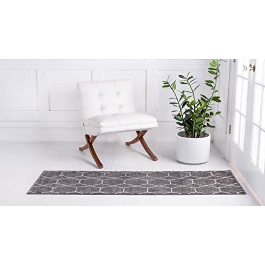Unique Loom Trellis Frieze Collection Lattice Moroccan Geometric Modern Dark Gray Runner Rug (2' 0 for $23 Unique Loom Trellis Frieze Collection Lattice Moroccan Geometric Modern Dark Gray Runner Rug (2' 0 for $23
