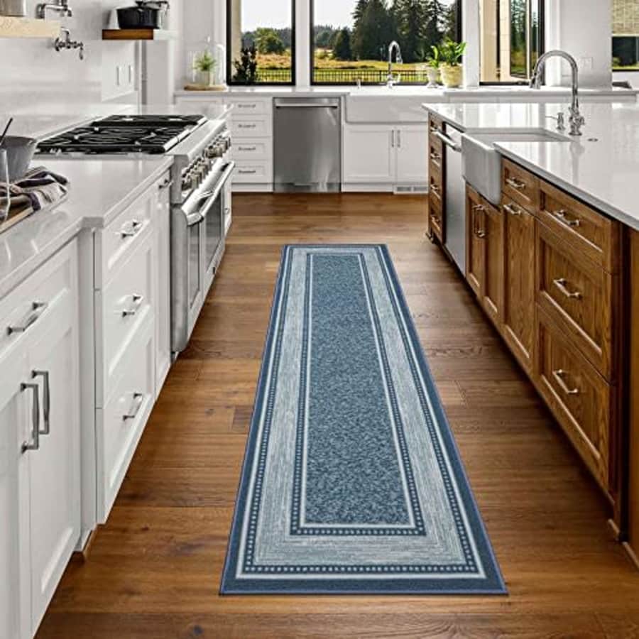 Ottomanson Ottohome Collection Non-Slip Rubberback Bordered Design 2x7 Indoor Runner Rug, 1'10" x for $25