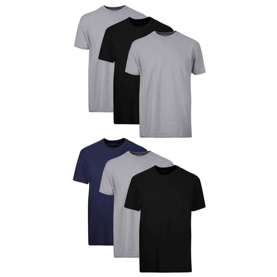 Hanes Men's Value Pack Assorted Crew T-Shirt 6-Pack for $15