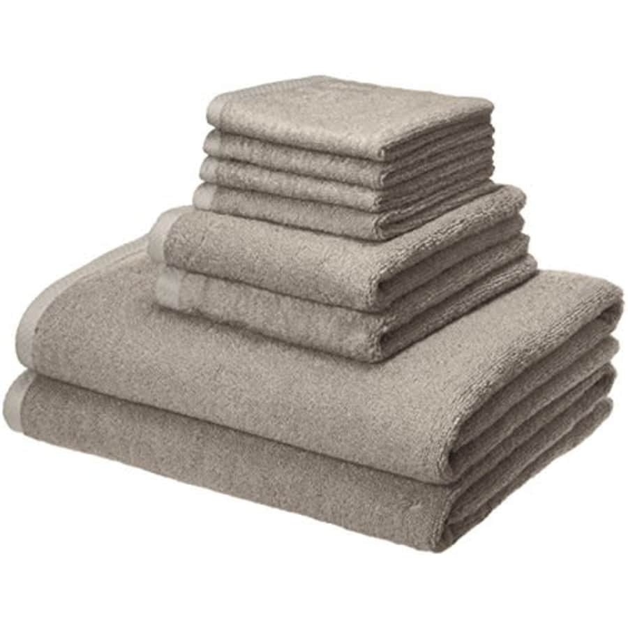 Amazon Basics Quick-Dry, Luxurious, Soft, 100% Cotton Towels, Platinum - 8-Piece Set for $31 Amazon Basics Quick-Dry, Luxurious, Soft, 100% Cotton Towels, Platinum - 8-Piece Set for $31