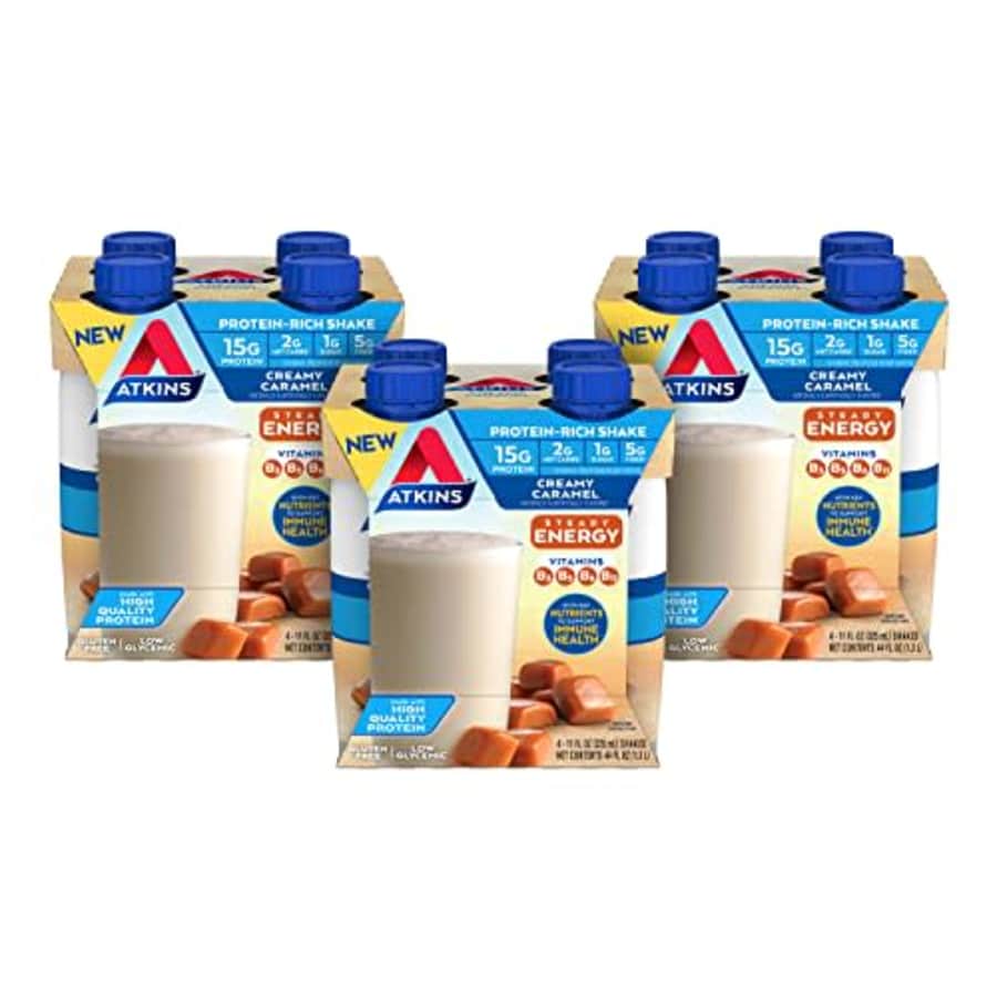 Atkins Energy Shake Creamy Caramel, with B Vitamins and Protein. Keto-Friendly and Gluten Free 4 for $30