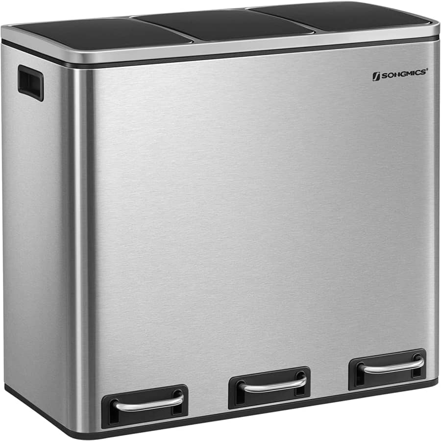 Songmics 3 x 4.8-Gallon Garbage Can / Recycling Bin for $100