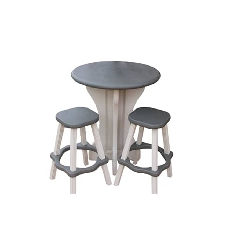 Leisure Accents Patio Table Set with Two Barstools - Warm Grey Base with Deep Grey Accents - for $150 Leisure Accents Patio Table Set with Two Barstools - Warm Grey Base with Deep Grey Accents - for $150