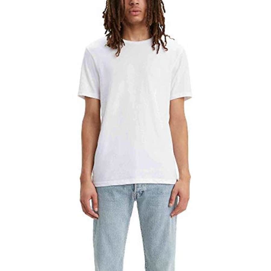 Levi's Men's Slim Fit Crewneck Tee Shirt (2-Pack), White + White, Medium for $20