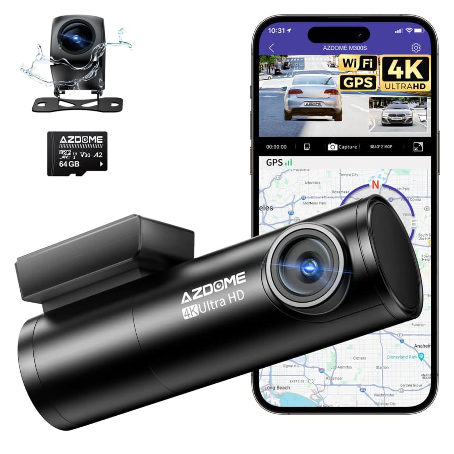 Azdome M300S 4K UHD Dual Dash Cam for $40