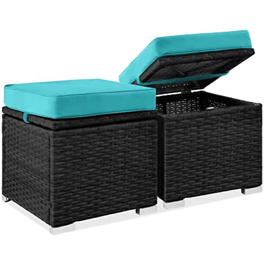 Best Choice Products Set of 2 Wicker Ottomans, Multipurpose Outdoor Furniture for Patio, Backyard, for $85