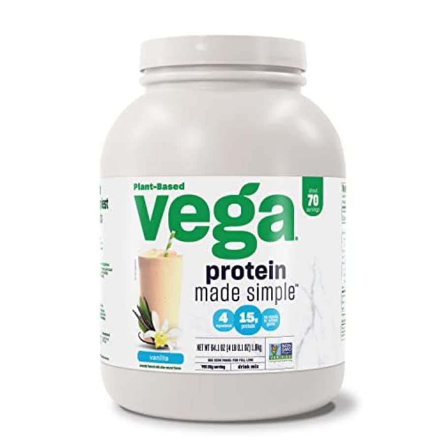 Vega Protein Made Simple Vanilla XL Value Tub (70 Servings) Stevia Free Vegan Protein Powder, Plant for $59