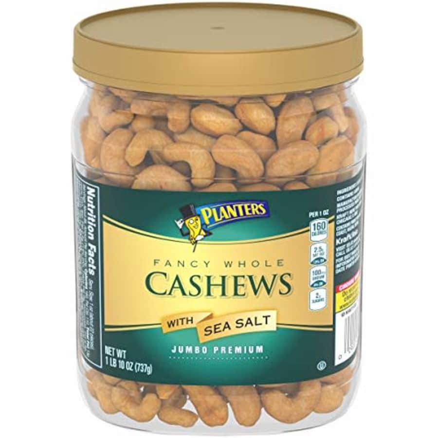 Planters Fancy Whole Cashews With Sea Salt, 26 oz Resealable Jar - Made With Simple Ingredients - for $14