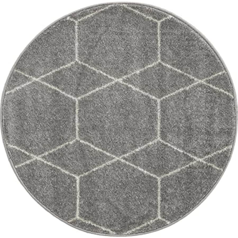 Unique Loom Trellis Frieze Collection Area Rug - Geometric (3' Round, Light Gray/ Ivory) for $20 Unique Loom Trellis Frieze Collection Area Rug - Geometric (3' Round, Light Gray/ Ivory) for $20