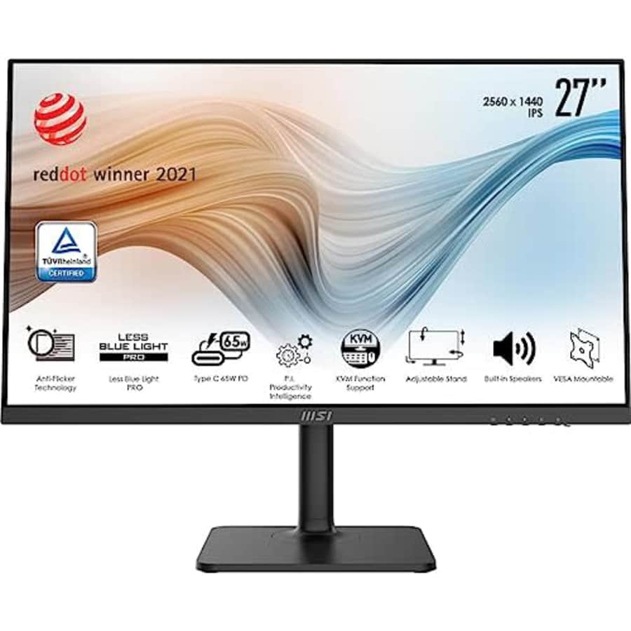 MSI Modern MD272QP, 27", 2560 x 1440 (QHD), IPS, 75Hz, TUV Certified Eyesight Protection, 5ms, for $246