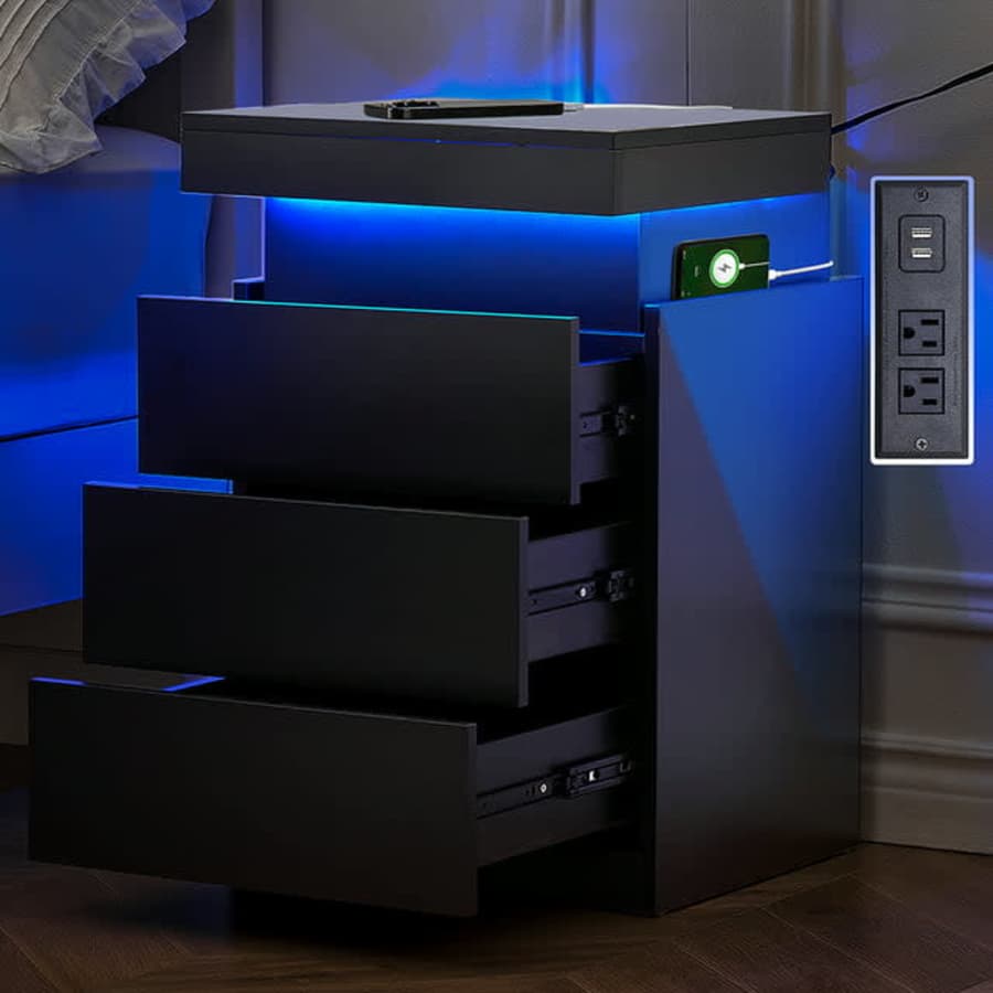 3-Drawer LED Nightsand for $103 3-Drawer LED Nightsand for $103