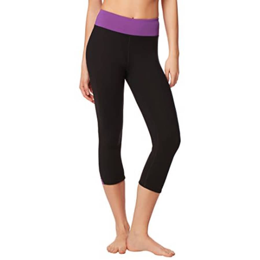 SHAPE activewear Women's Reef Crop Pant, Black/Amaranth, X-Small for $14