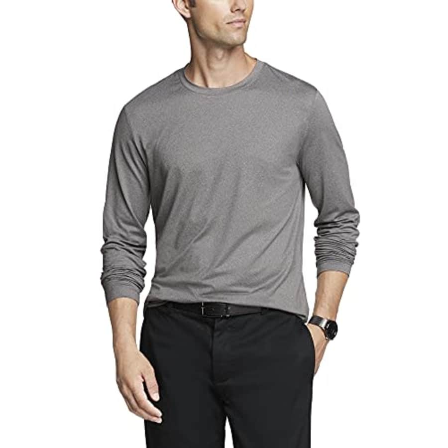 Van Heusen Men's Big Performance Tech Long Sleeve Crewneck T-Shirt, Medium Grey Heather, 4X-Large for $23 Van Heusen Men's Big Performance Tech Long Sleeve Crewneck T-Shirt, Medium Grey Heather, 4X-Large for $23