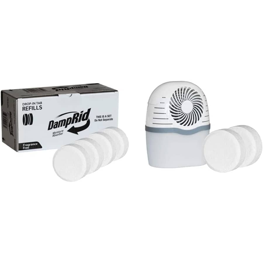 DampRid Fragrance Free Moisture Absorber Drop-In Tab Starter Kit w/ Refill Pack for $31