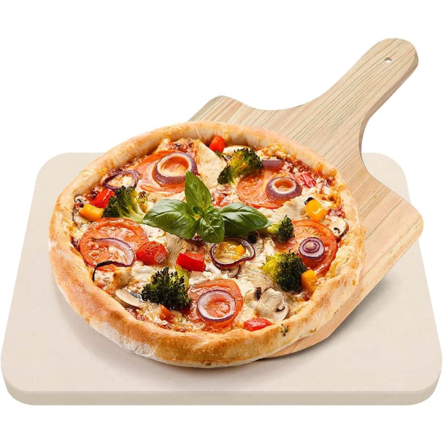 15" x 12" Baking Stone and Wooden Pizza Peel Set for $30