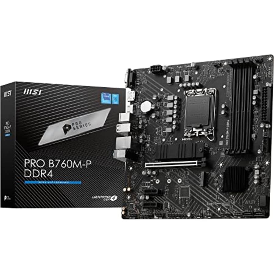 MSI PRO B760M-P DDR4 mATX Motherboard, 4x DDR4~128GB, 1x PCI-E x 16, 2x PCI-E x 1, 2x M.2, 4x SATA, for $100
