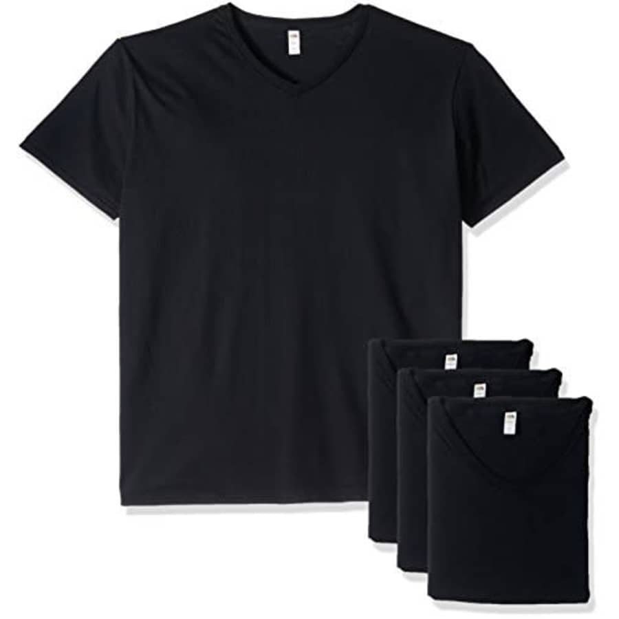 Fruit of the Loom Men's Lightweight Cotton V-Neck T-Shirt Multipack, Black (4 Pack), XXX-Large for $19 Fruit of the Loom Men's Lightweight Cotton V-Neck T-Shirt Multipack, Black (4 Pack), XXX-Large for $19