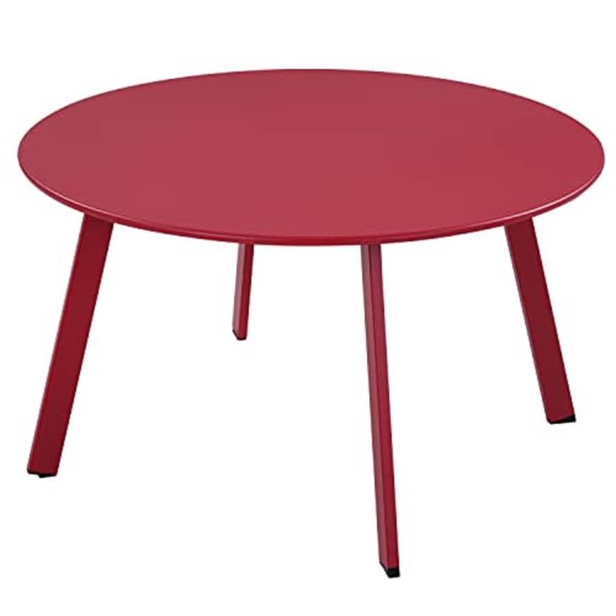 Grand patio Round Steel Patio Coffee Table, Weather Resistant Outdoor Large Side Table, Red for $55 Grand patio Round Steel Patio Coffee Table, Weather Resistant Outdoor Large Side Table, Red for $55
