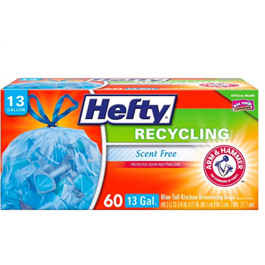 Hefty 13-Gallon Recycling Trash Bags 60-Pack for $6 Hefty 13-Gallon Recycling Trash Bags 60-Pack for $6