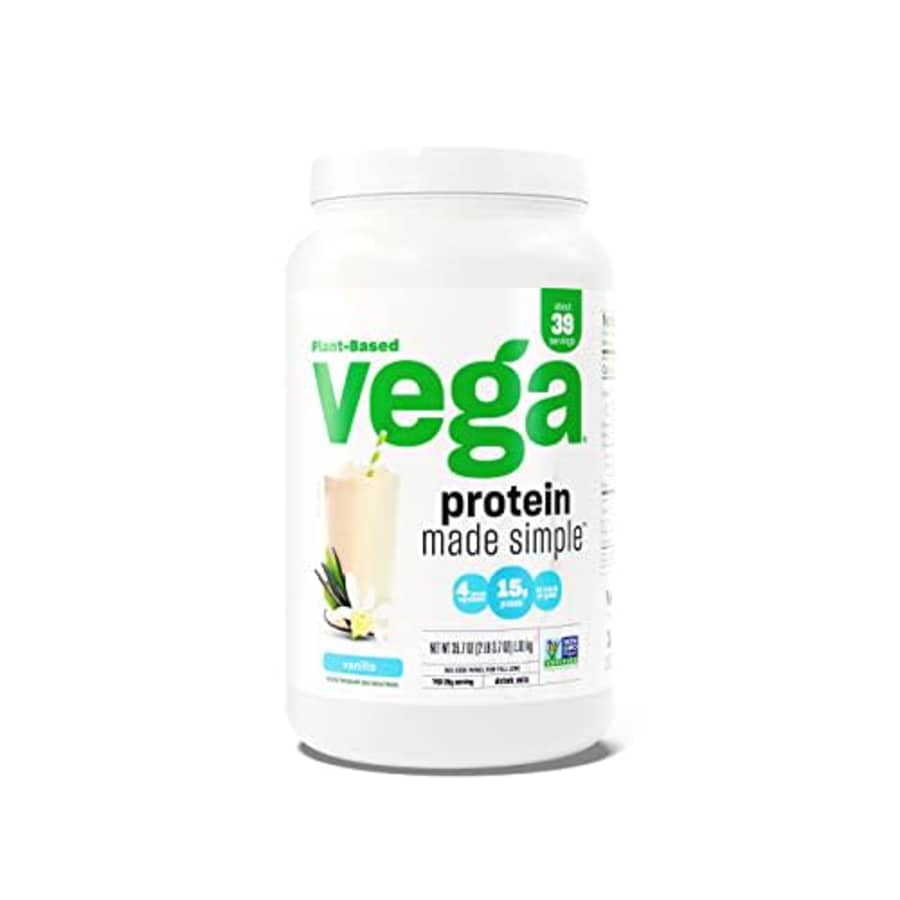 Vega Protein Made Simple Vanilla (39 Servings) Stevia Free Vegan Protein Powder, Plant Based, for $45