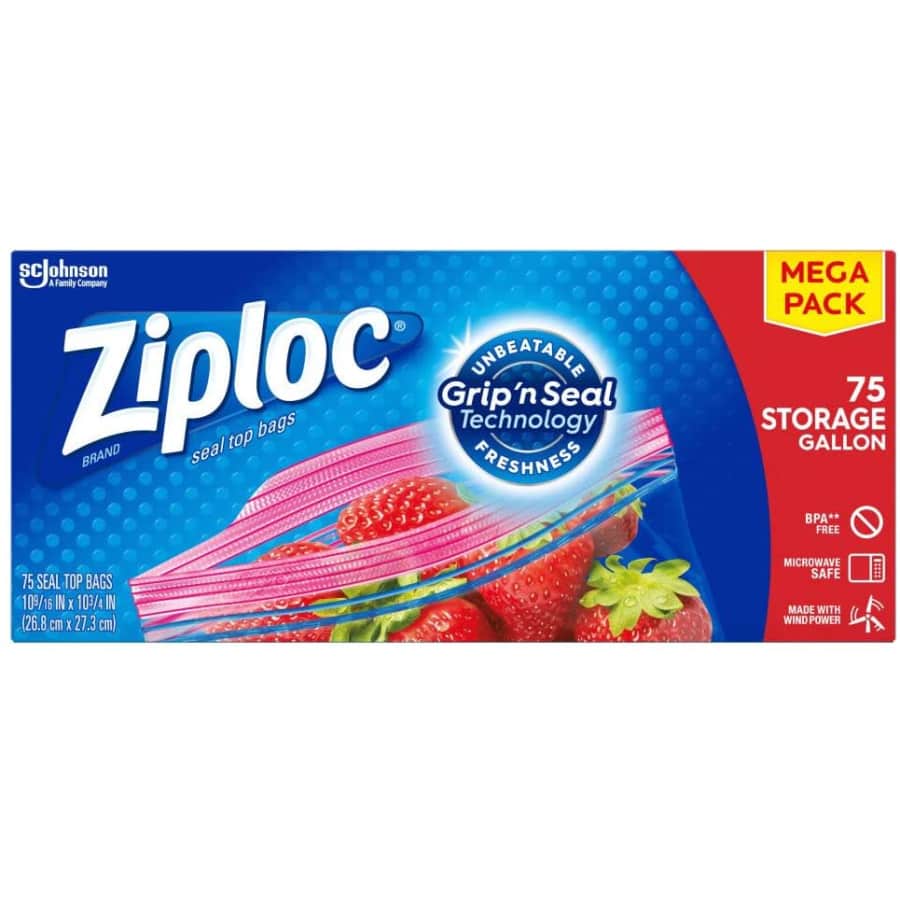 Ziploc 75-Count Gallon Storage Bags for $10