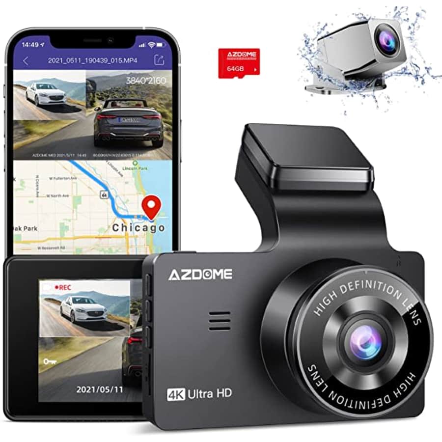 Azdome 4K Dual Dash Cam for $80