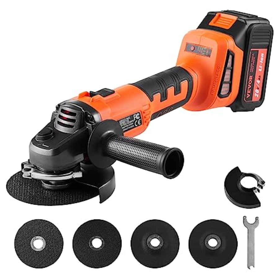VEVOR Cordless Angle Grinder Kit, 4-1/2" 9000RPM Brushless Motor, 3 Variable Speed Electric Grinder for $50 VEVOR Cordless Angle Grinder Kit, 4-1/2" 9000RPM Brushless Motor, 3 Variable Speed Electric Grinder for $50