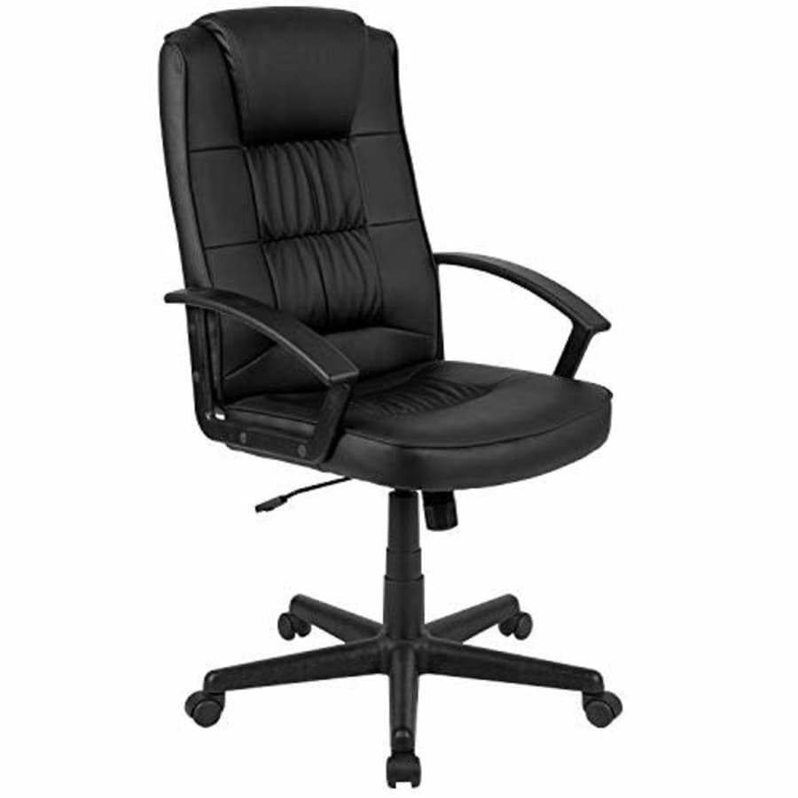Flash Furniture Flash Fundamentals High Back Black LeatherSoft-Padded Task Office Chair with Arms for $110 Flash Furniture Flash Fundamentals High Back Black LeatherSoft-Padded Task Office Chair with Arms for $110
