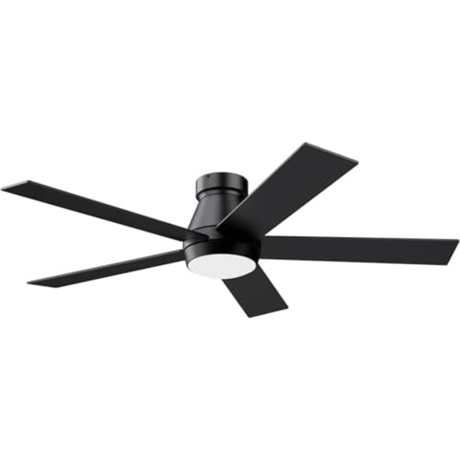 TCL 52" Ceiling Fan with Lights, Black Flush Mount Ceiling Fans, 5 Blades Low Profile Ceiling Fans, for $110