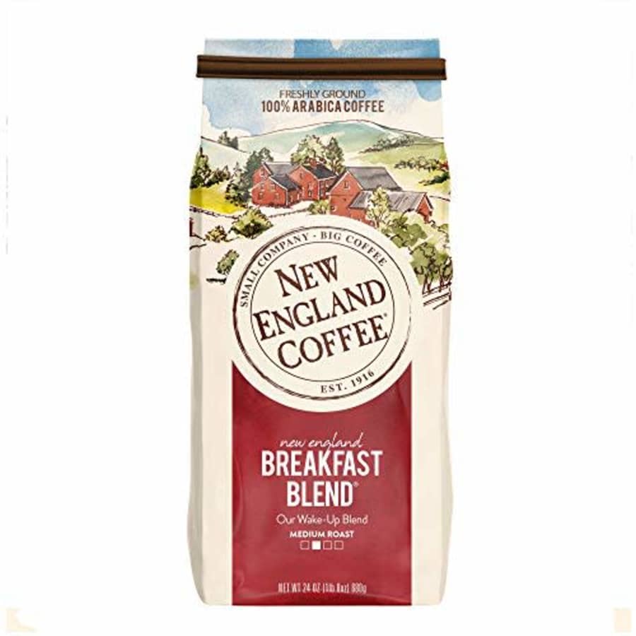 New England Coffee New England Breakfast Blend Medium Roast Ground Coffee 24 oz. Bag for $12
