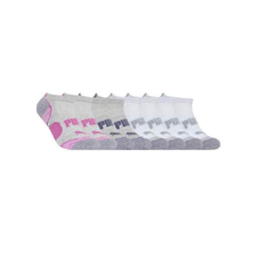 PUMA Women's 8 Pack Cool Cell No Show Socks, Grey/Purple, 9-11 for $24