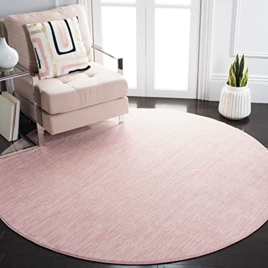Safavieh Vision Collection Area Rug - 3' Round, Pink, Modern Ombre Tonal Chic Design, Non-Shedding for $41