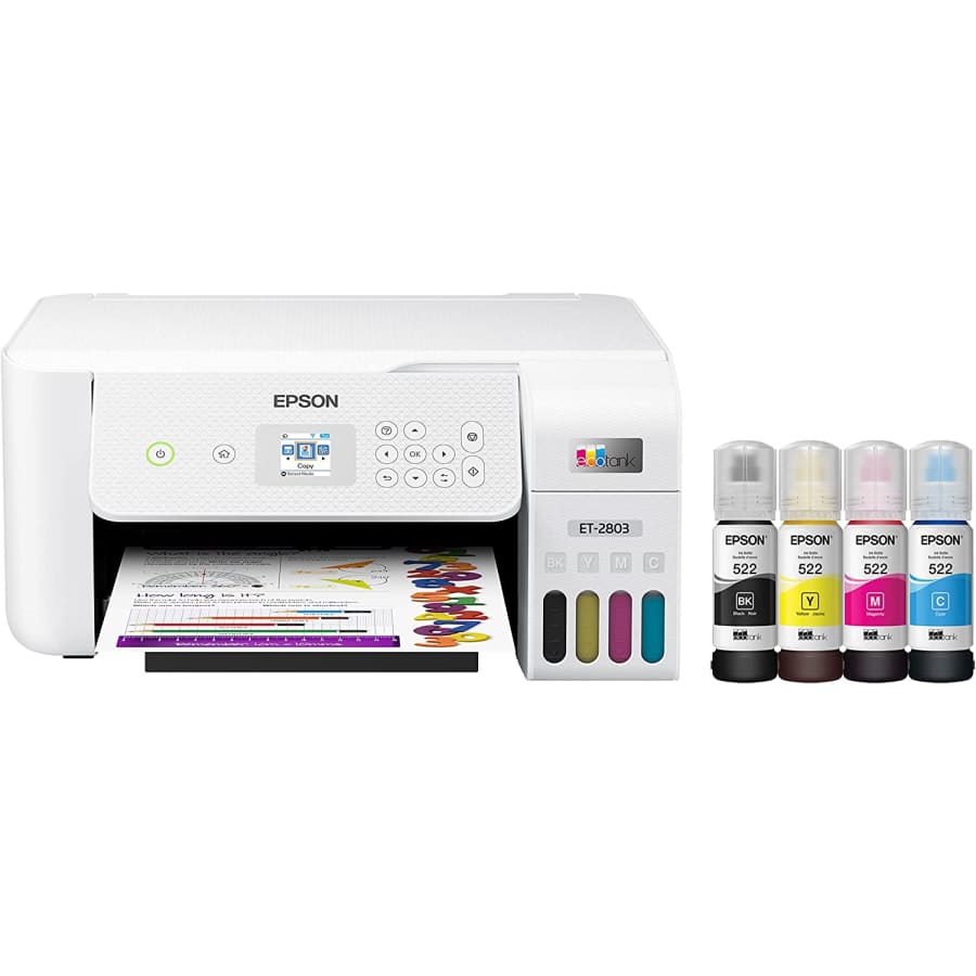 Epson ET-2803 EcoTank Wireless Color AIO Cartridge-Free Supertank Printer for $200