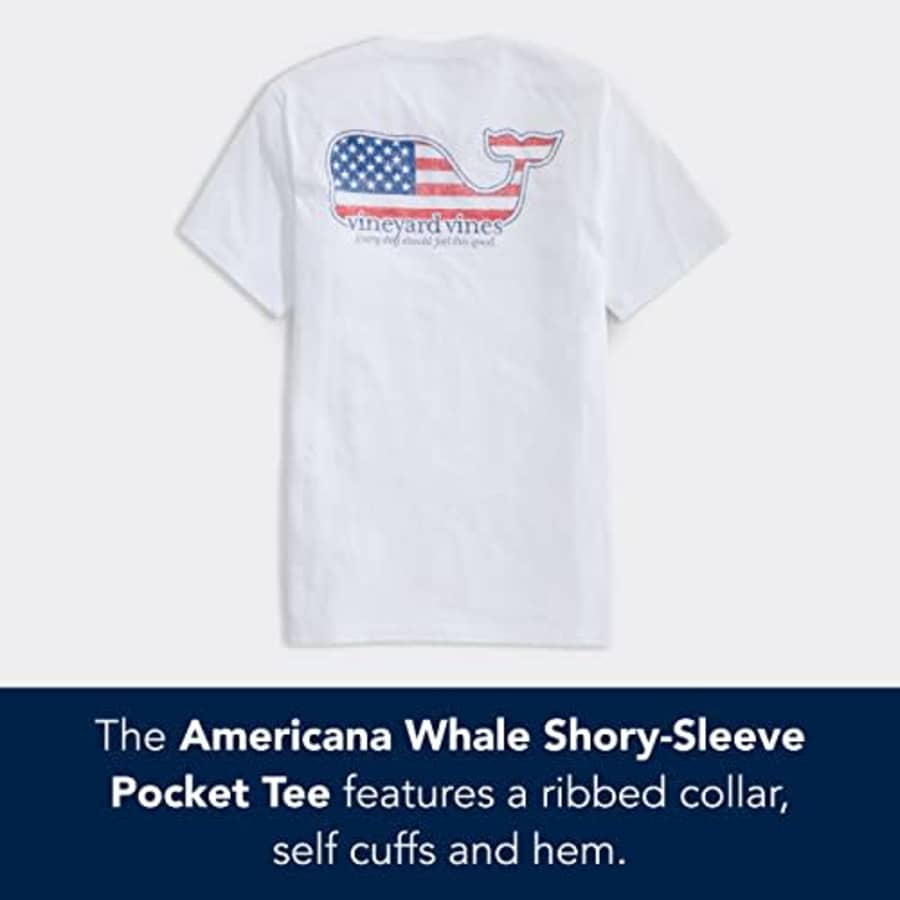 vineyard vines Men's Short-Sleeve Americana Whale Pocket T-Shirt, White Cap, XX- Large for $42