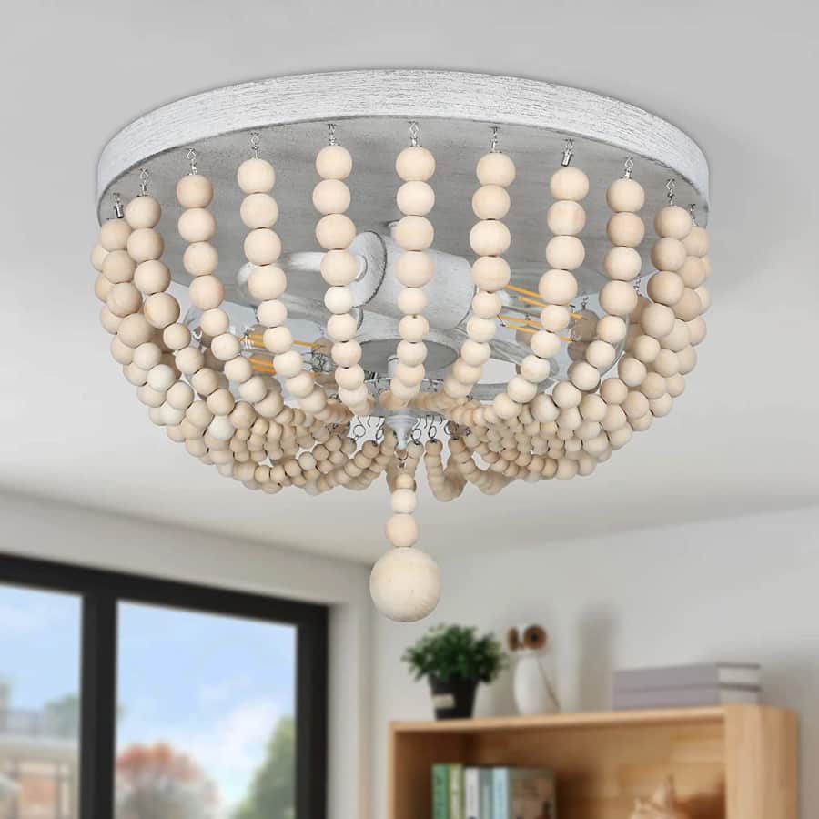 2-Light Boho Wood Bead Chandelier for $35 2-Light Boho Wood Bead Chandelier for $35