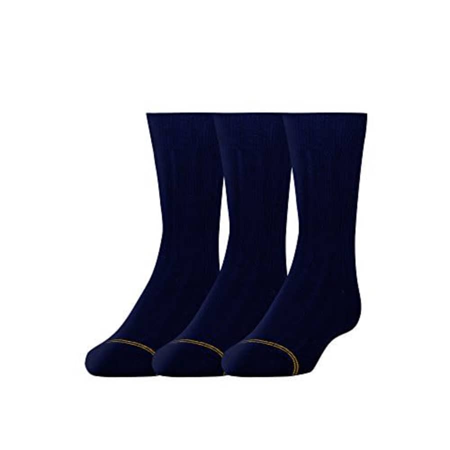 Gold Toe Boys' Wide Rib Dress Crew Socks, 3-Pair, Navy, Small for $10 Gold Toe Boys' Wide Rib Dress Crew Socks, 3-Pair, Navy, Small for $10