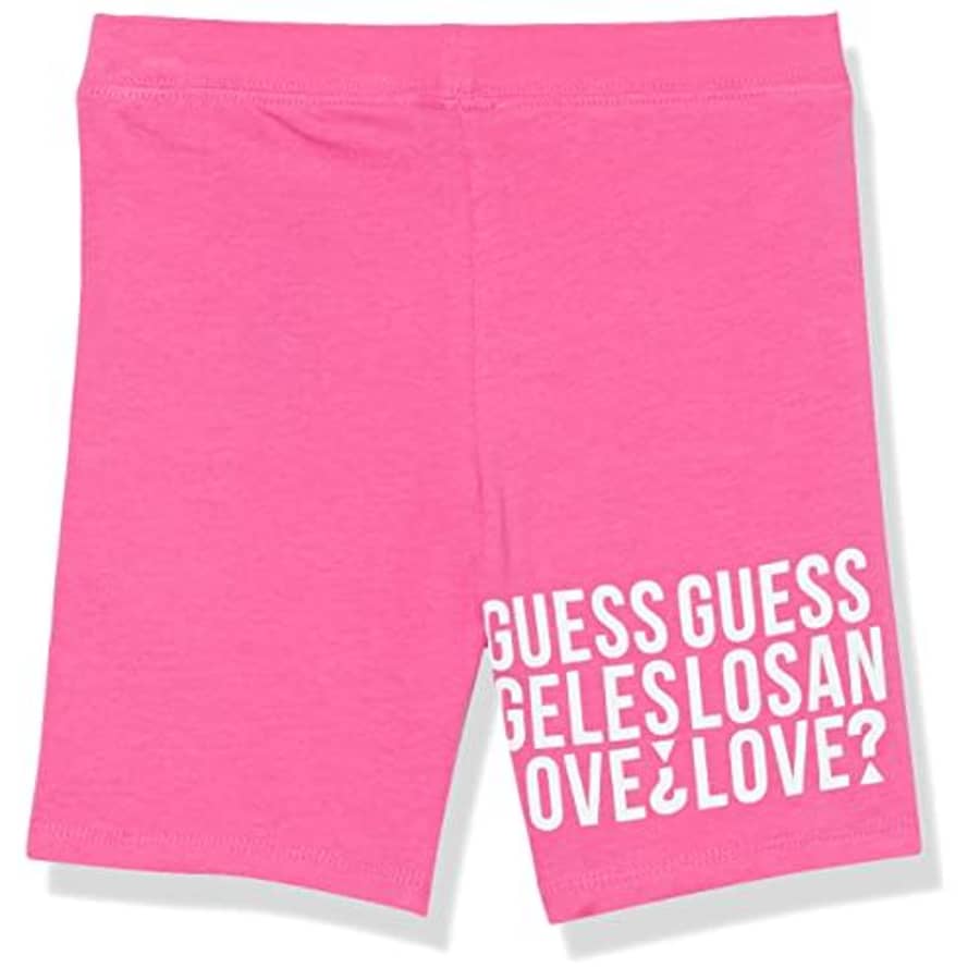 GUESS Girls' Wrap Around Logo Organic Stretch Jersey Biker Shorts, Pink Trip, 4 for $15