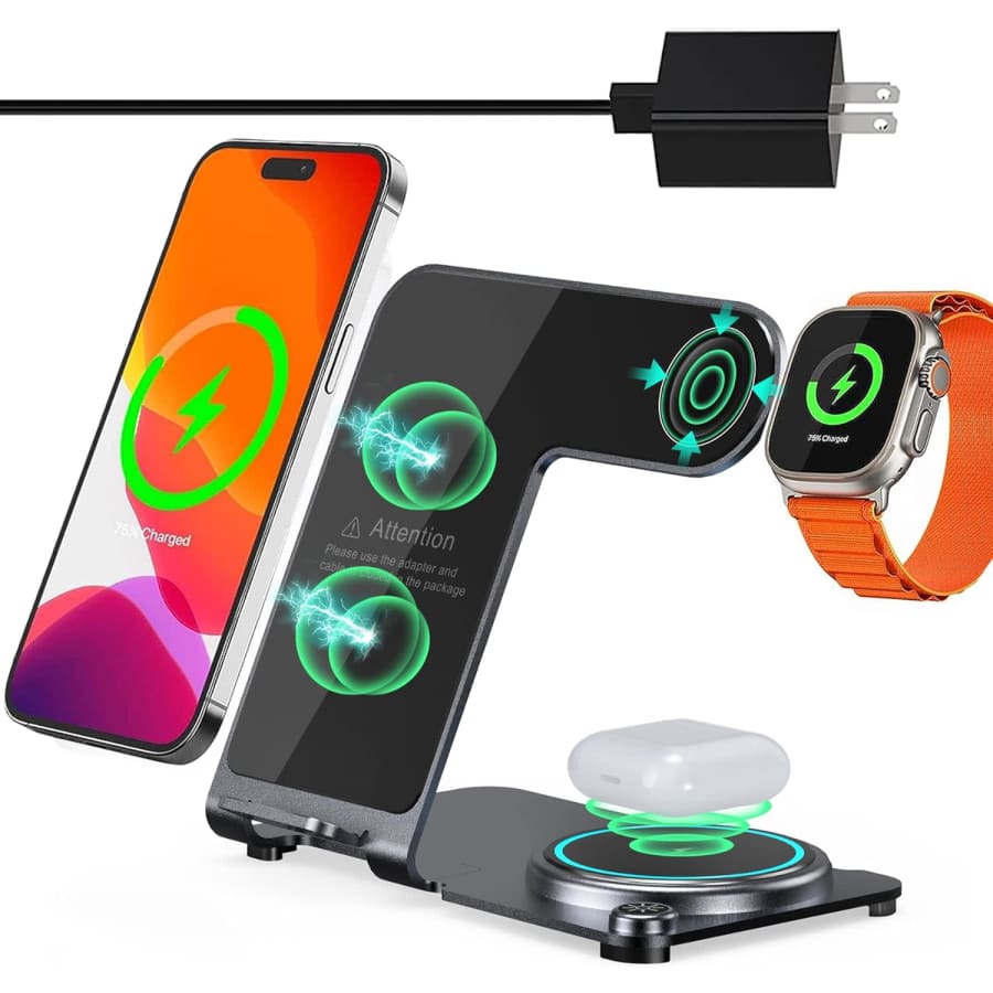 Mlfsaier 3-in-1 Aluminum Alloy Wireless Charging Station for $24