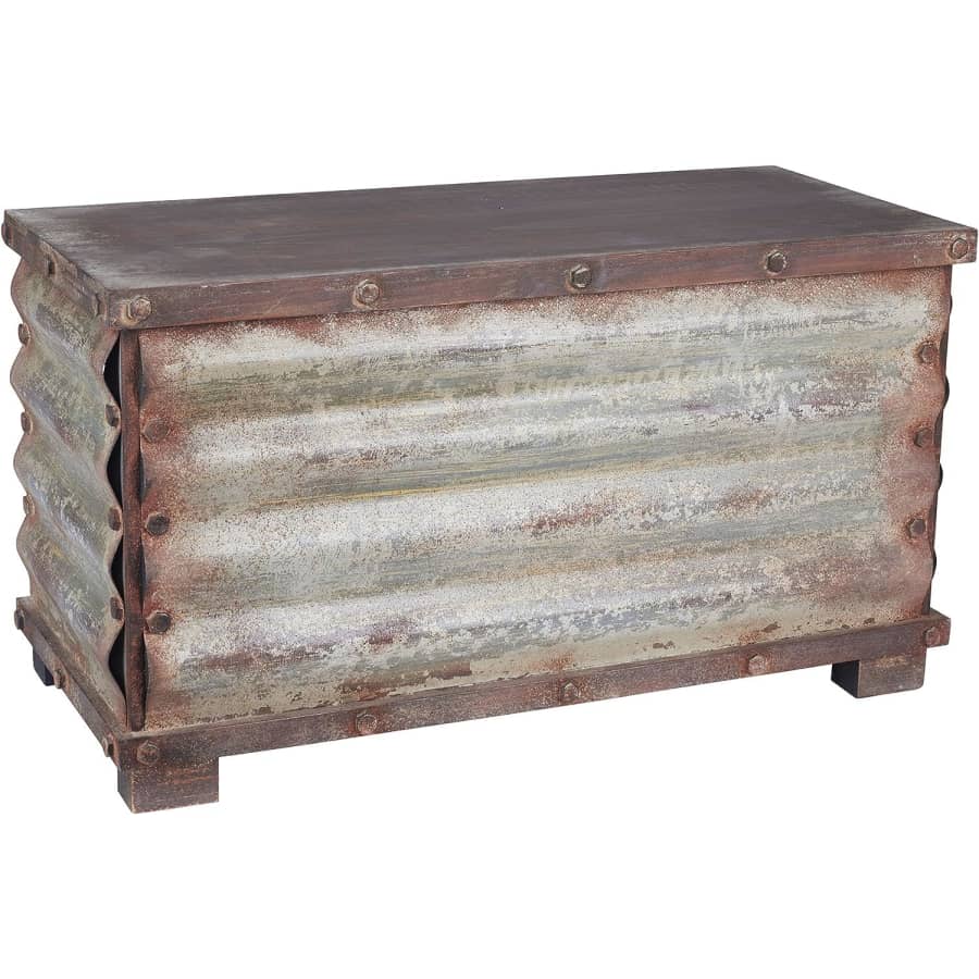 Household Essentials Corrugated Metal Large Storage Trunk for $187 Household Essentials Corrugated Metal Large Storage Trunk for $187