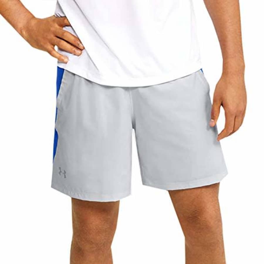 Under Armour Men's Launch Stretch Woven 7-inch Shorts, Halo Gray (017)/Reflective, Small for $26