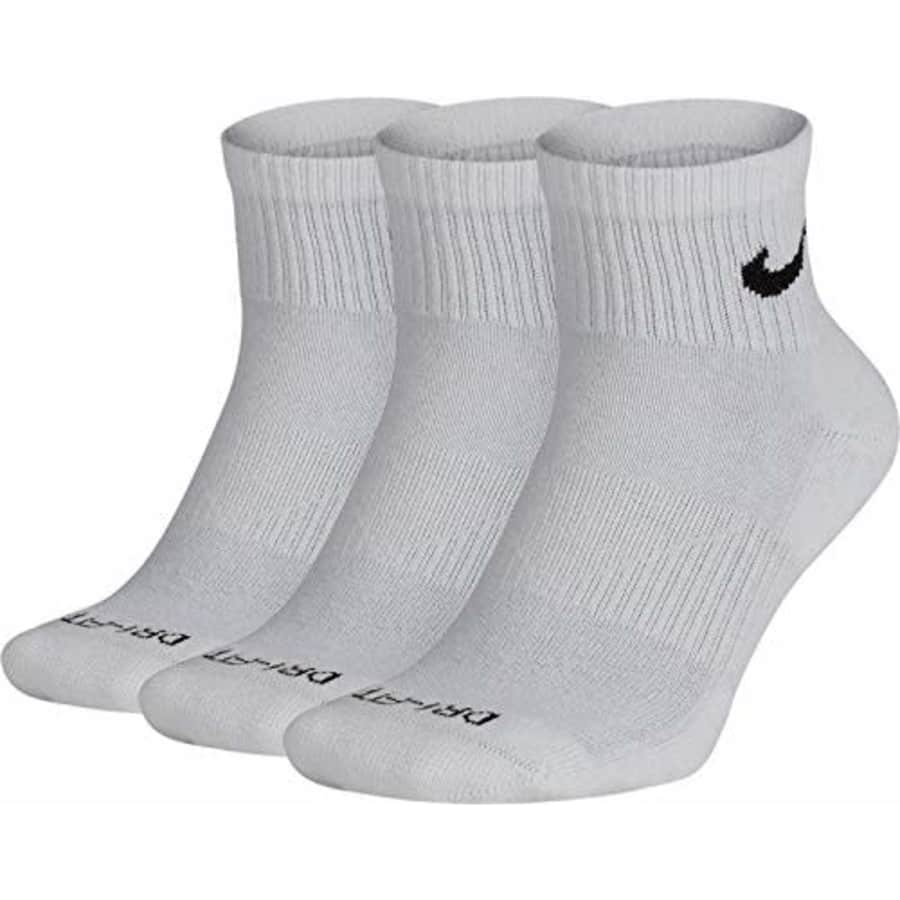 Nike Everyday Plus Cushion Ankle Training Socks (3 Pair), White, Large for $19