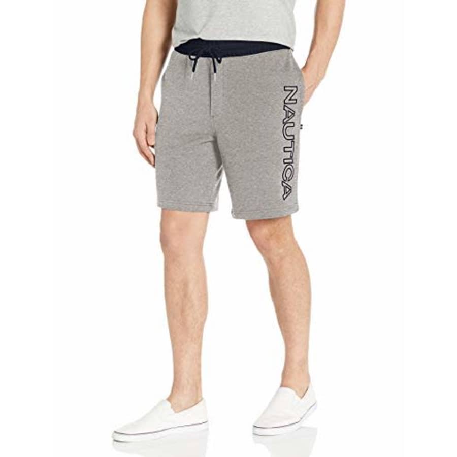 Nautica Men's Fleece Knit Logo Shorts, Stone Grey Heather, Medium for $37