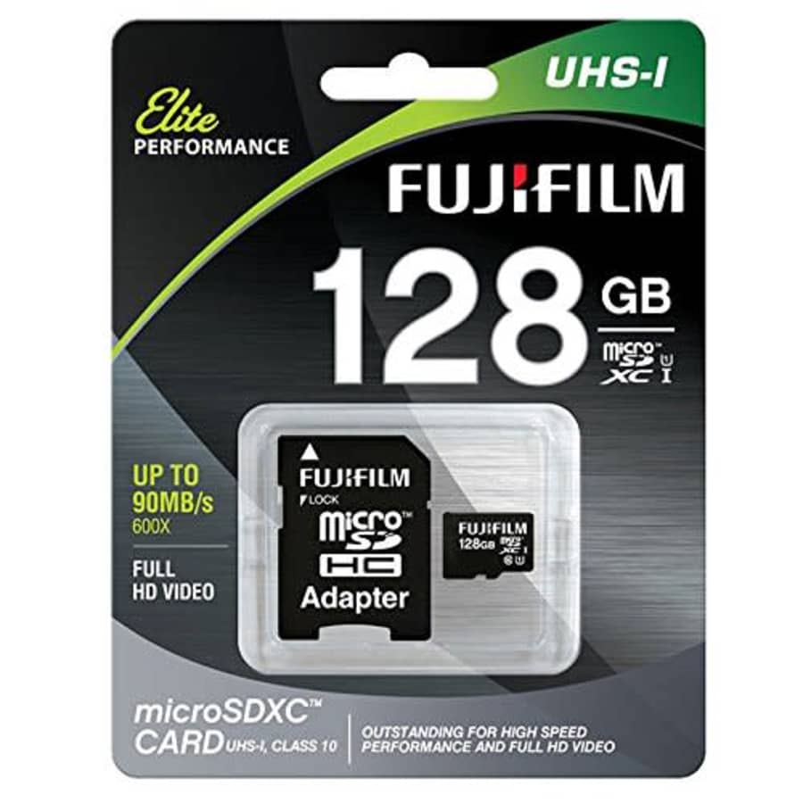 Fujifilm 128GB Class 10 UHS-1 Elite microSDXC Memory Card for $21