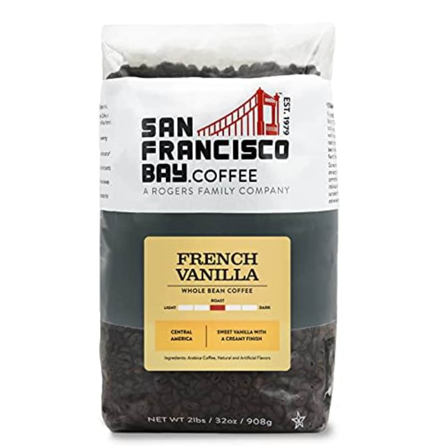 SF Bay Coffee French Vanilla Whole Bean 2LB (32 Ounce) Flavored Medium Roast for $25