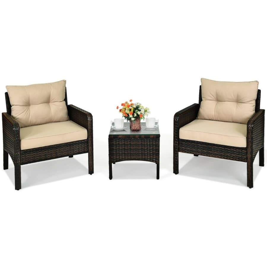 Costway 3-Piece Outdoor Rattan Conversation Set for $165 Costway 3-Piece Outdoor Rattan Conversation Set for $165