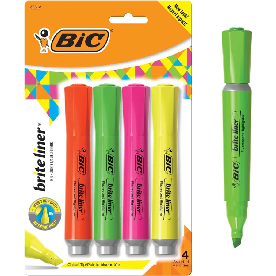 BIC Brite Liner Highlighter 4-Pack for $2