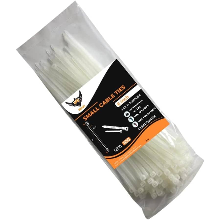 Nirah 6" Heavy Duty Clear Zip Ties 100-Pack for $3 Nirah 6" Heavy Duty Clear Zip Ties 100-Pack for $3