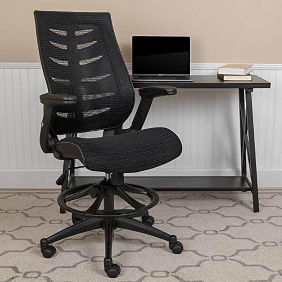 Flash Furniture Kale High Back Black Mesh Spine-Back Ergonomic Drafting Chair with Adjustable Foot for $280 Flash Furniture Kale High Back Black Mesh Spine-Back Ergonomic Drafting Chair with Adjustable Foot for $280