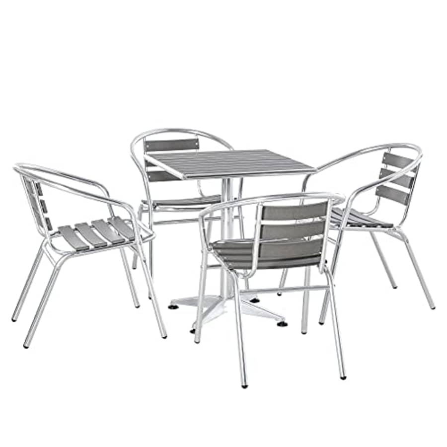 Outsunny 5-Piece Outdoor Patio Bistro Table Set with Aluminum Frame, Woodgrain-Style Tabletop & for $285 Outsunny 5-Piece Outdoor Patio Bistro Table Set with Aluminum Frame, Woodgrain-Style Tabletop & for $285