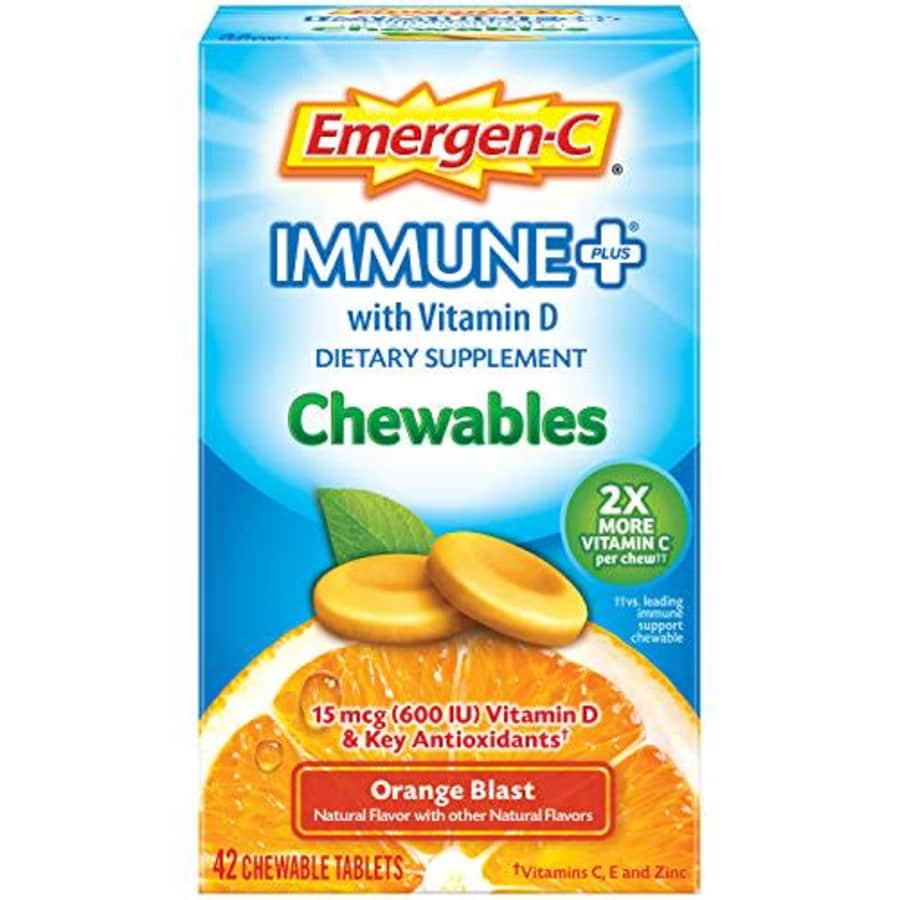 Emergen-C Immune+ Chewables Vitamin C 1000mg With Vitamin D Tablet (42 Count, Orange Blast Flavor) for $8 Emergen-C Immune+ Chewables Vitamin C 1000mg With Vitamin D Tablet (42 Count, Orange Blast Flavor) for $8
